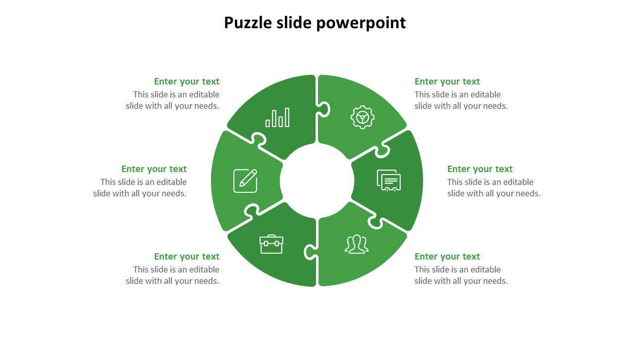 puzzle slide powerpoint-6-green